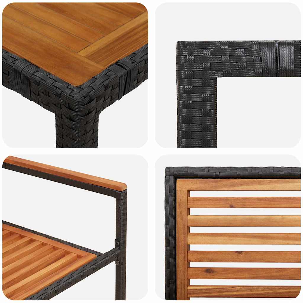 Garten Essgruppe 9 pcs Schwarz 190 x 90 x 75 cm Poly-Rattan
