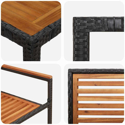 Garten Essgruppe 9 pcs Schwarz 190 x 90 x 75 cm Poly-Rattan