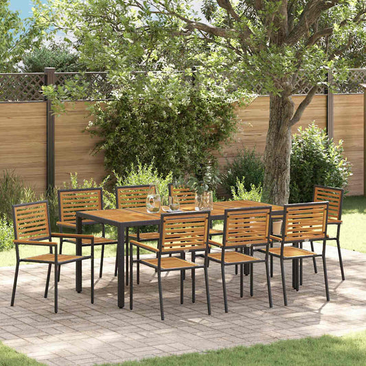 Garten Essgruppe 9 pcs Schwarz 190 x 90 x 75 cm Poly-Rattan