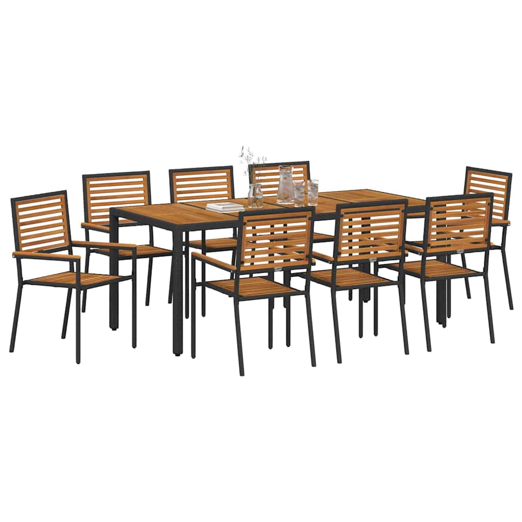 Garten Essgruppe 9 pcs Schwarz 190 x 90 x 75 cm Poly-Rattan