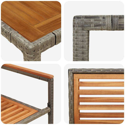 Garten Essgruppe 9 pcs Grau und Braun Poly-Rattan