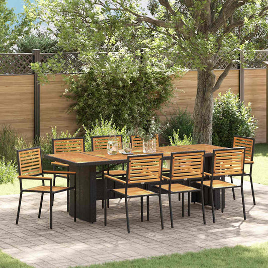 Garten Essgruppe 9 pcs Schwarz 240 x 90 x 75 cm Poly-Rattan