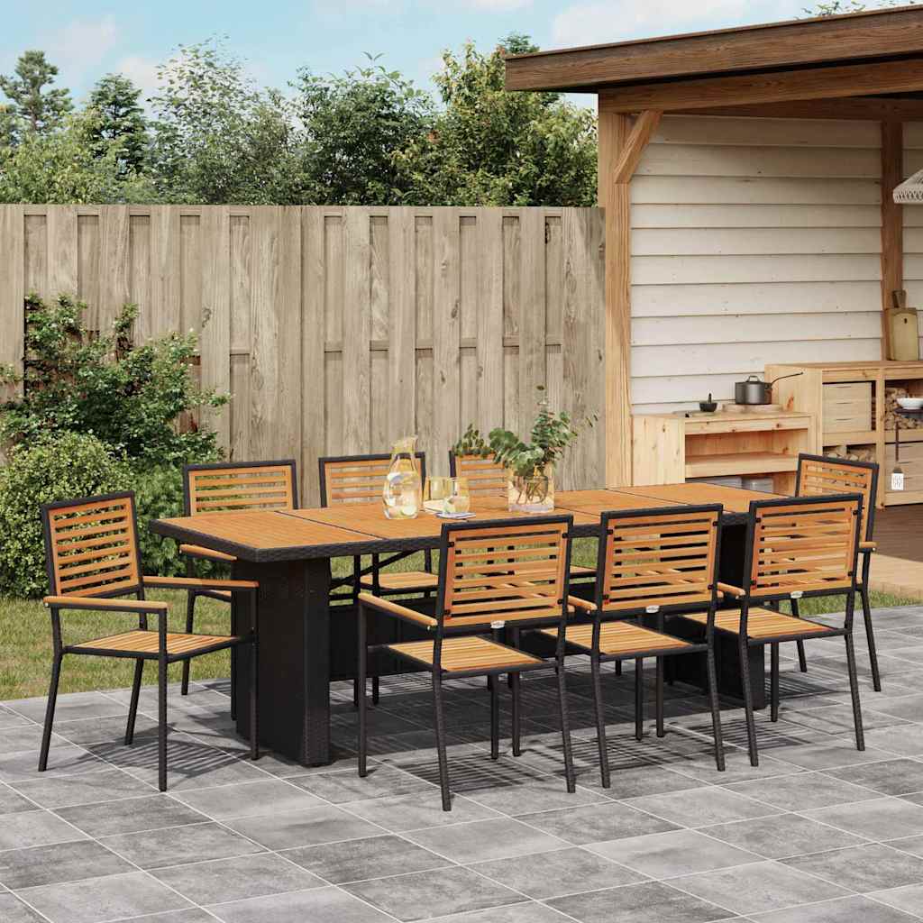 Garten Essgruppe 9 pcs Schwarz 240 x 90 x 75 cm Poly-Rattan