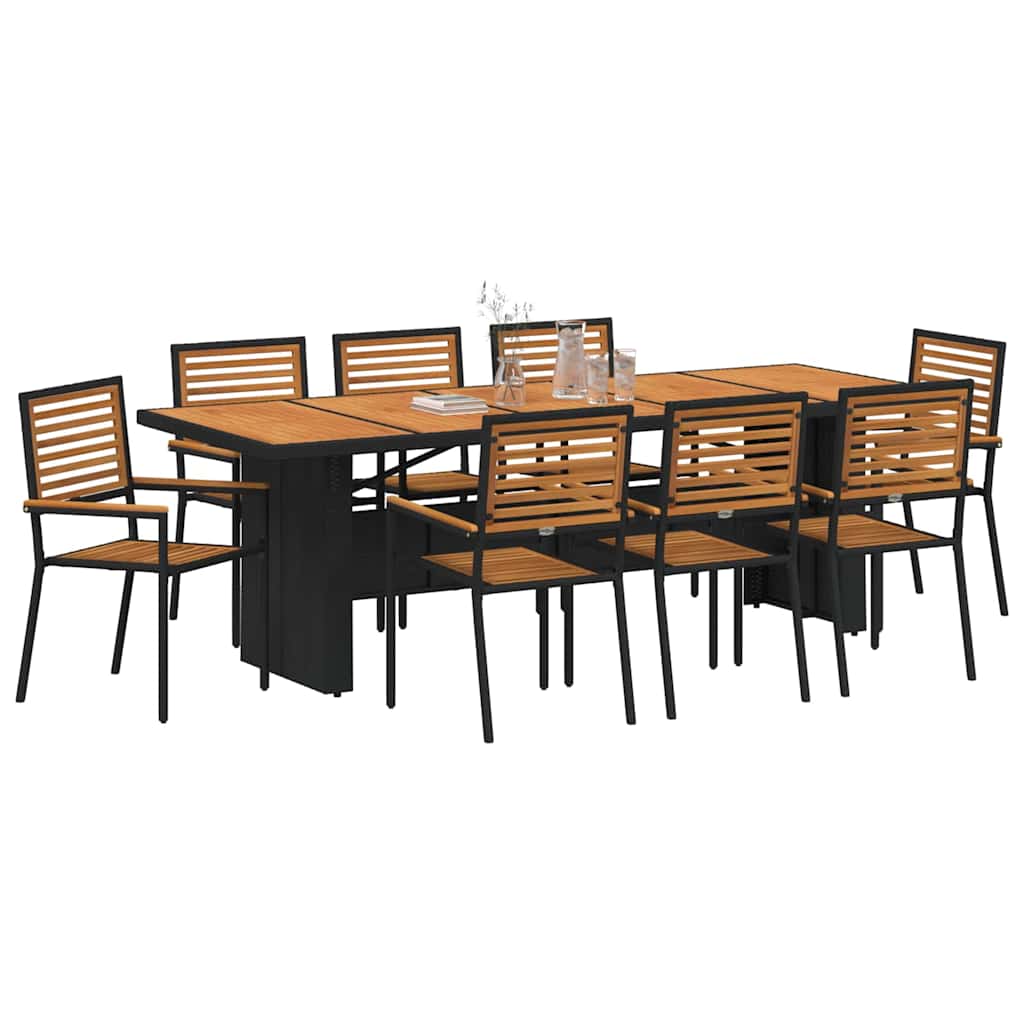 Garten Essgruppe 9 pcs Schwarz 240 x 90 x 75 cm Poly-Rattan