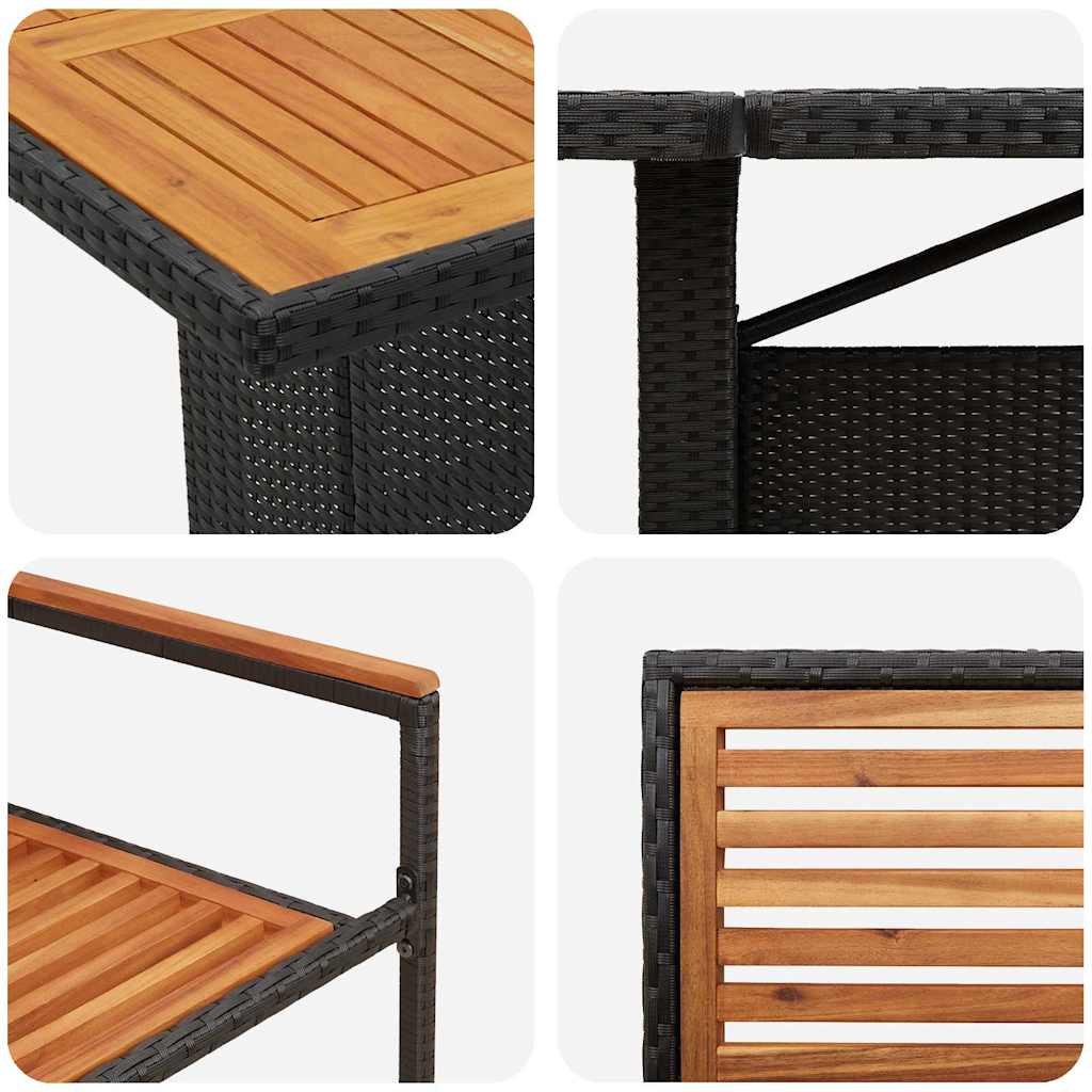 Garten Essgruppe 11 pcs Schwarz 240 x 90 x 75 cm Poly-Rattan