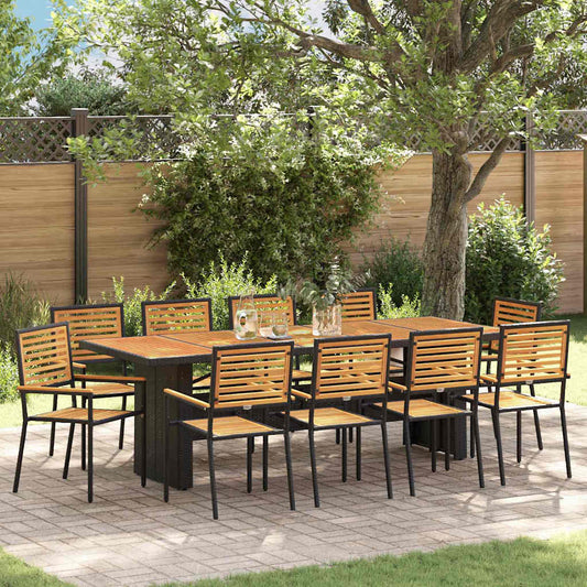 Garten Essgruppe 11 pcs Schwarz 240 x 90 x 75 cm Poly-Rattan
