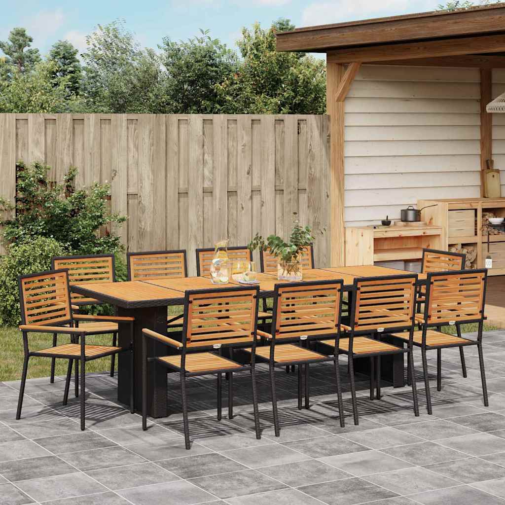 Garten Essgruppe 11 pcs Schwarz 240 x 90 x 75 cm Poly-Rattan