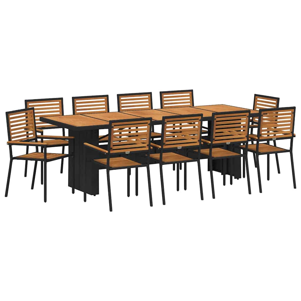 Garten Essgruppe 11 pcs Schwarz 240 x 90 x 75 cm Poly-Rattan