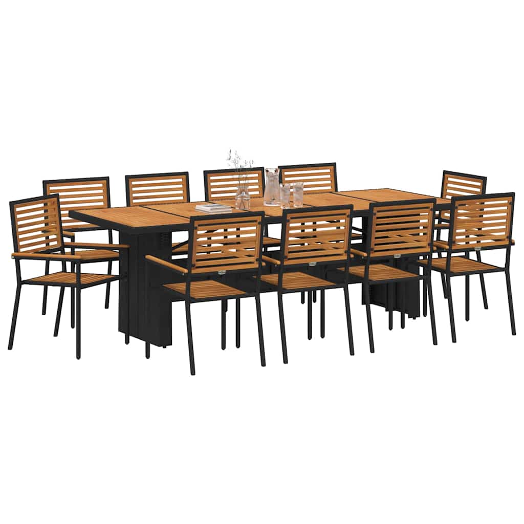 Garten Essgruppe 11 pcs Schwarz 240 x 90 x 75 cm Poly-Rattan