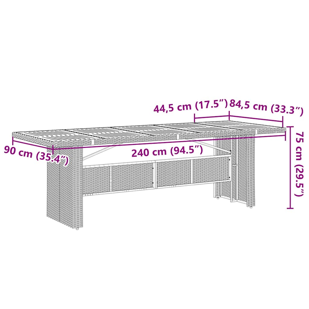 Garten Essgruppe 11 pcs Schwarz 240 x 90 x 75 cm Poly-Rattan