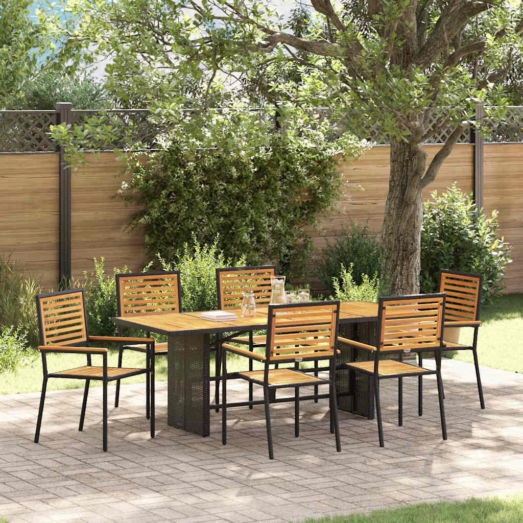 Garten Essgruppe 5 pcs Schwarz 190 x 80 x 75 cm Poly-Rattan