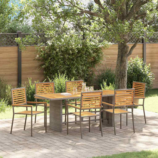Garten Essgruppe 7 pcs Grau 190 x 80 x 75 cm Poly-Rattan