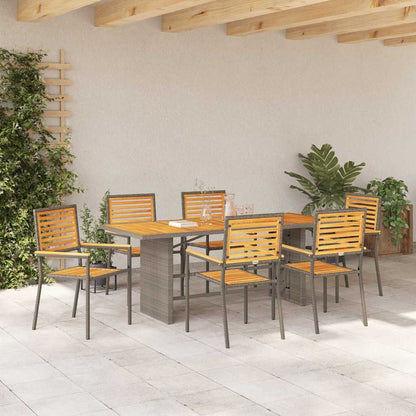 Garten Essgruppe 7 pcs Grau 190 x 80 x 75 cm Poly-Rattan