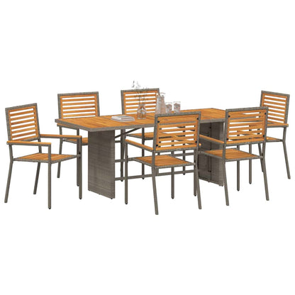 Garten Essgruppe 7 pcs Grau 190 x 80 x 75 cm Poly-Rattan