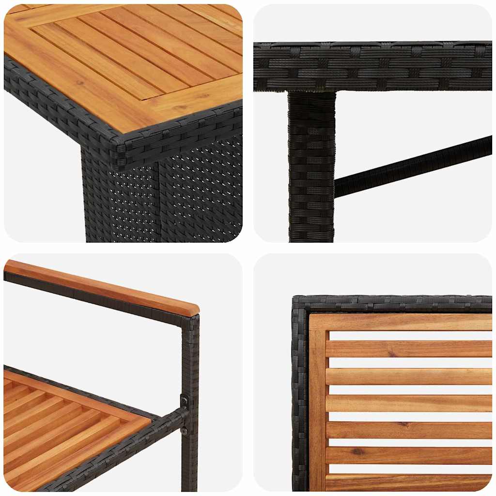 Garten Essgruppe 9 pcs Schwarz, Braun 190 x 80 x 75 cm