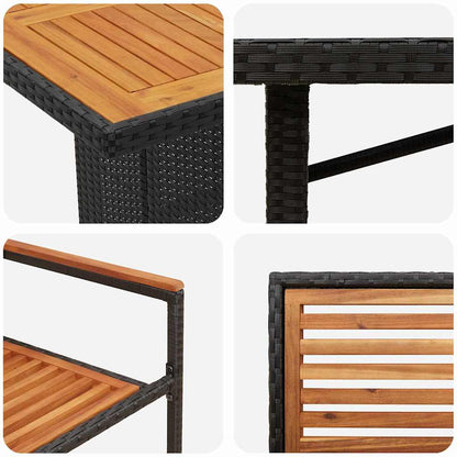 Garten Essgruppe 9 pcs Schwarz, Braun 190 x 80 x 75 cm