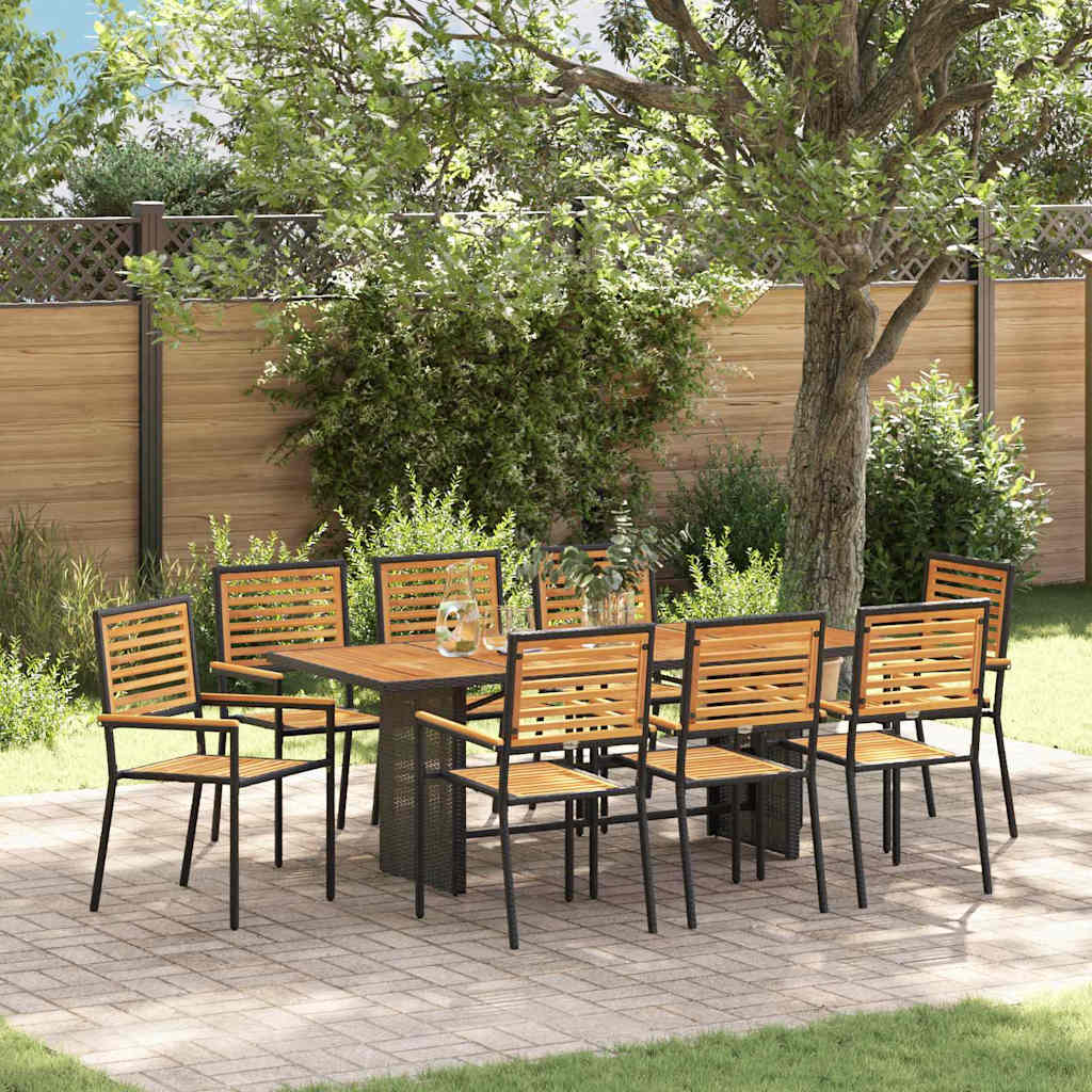 Garten Essgruppe 9 pcs Schwarz, Braun 190 x 80 x 75 cm