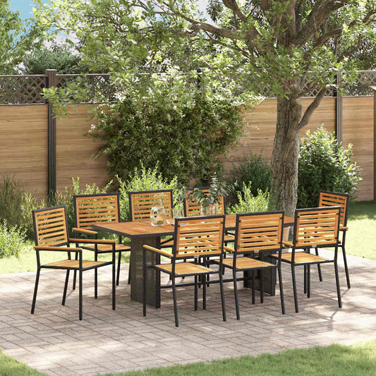 Garten Essgruppe 9 pcs Schwarz, Braun 190 x 80 x 75 cm