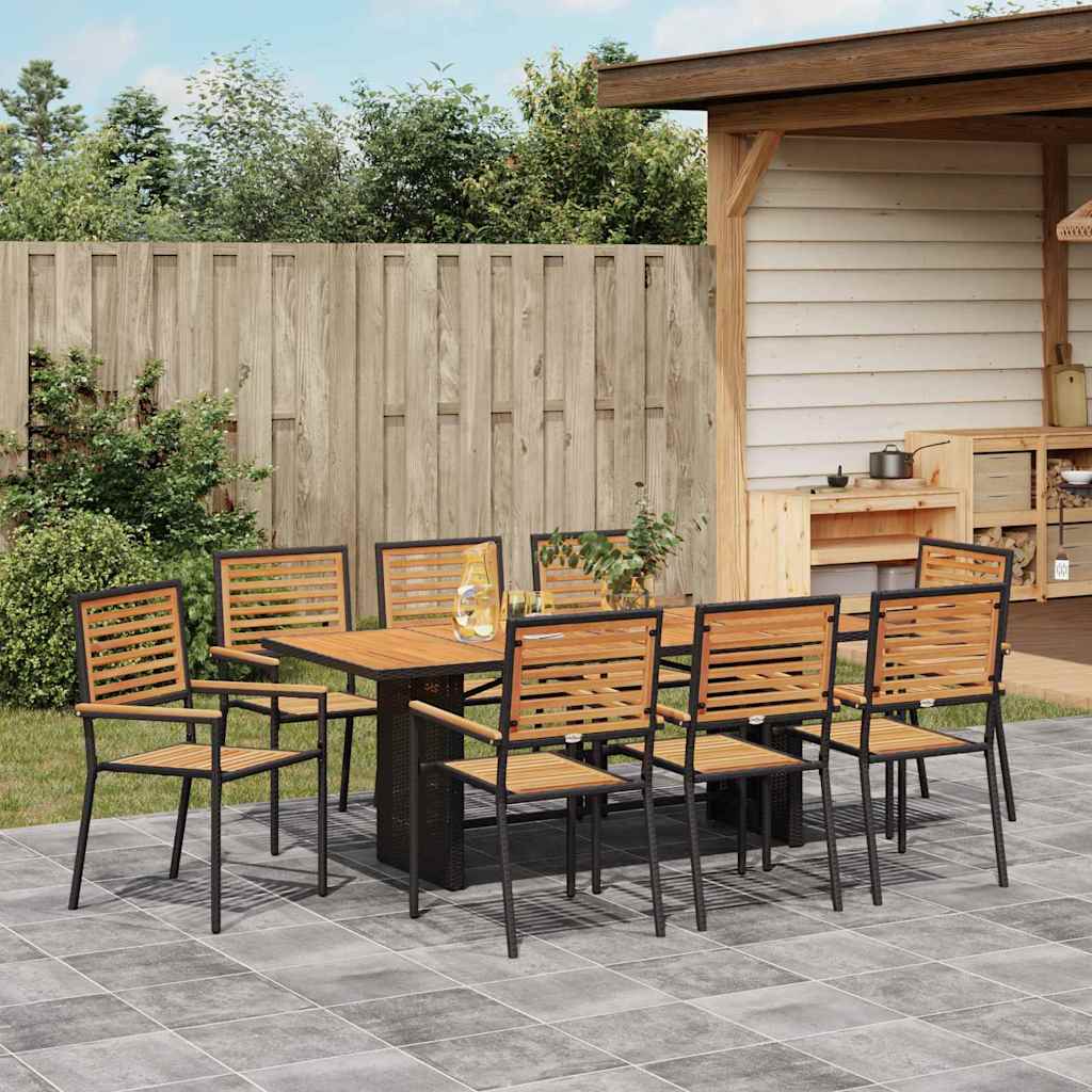 Garten Essgruppe 9 pcs Schwarz, Braun 190 x 80 x 75 cm