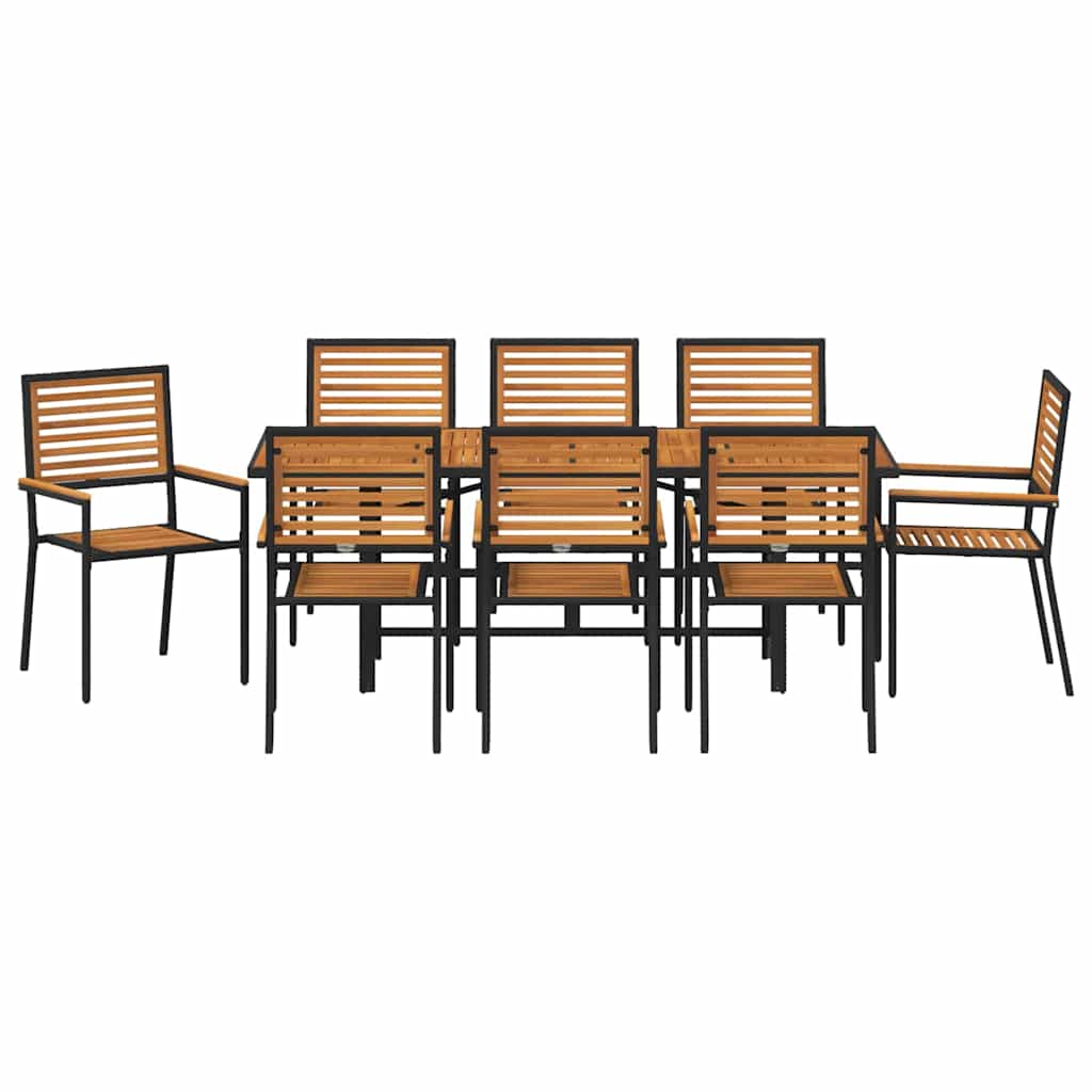 Garten Essgruppe 9 pcs Schwarz, Braun 190 x 80 x 75 cm