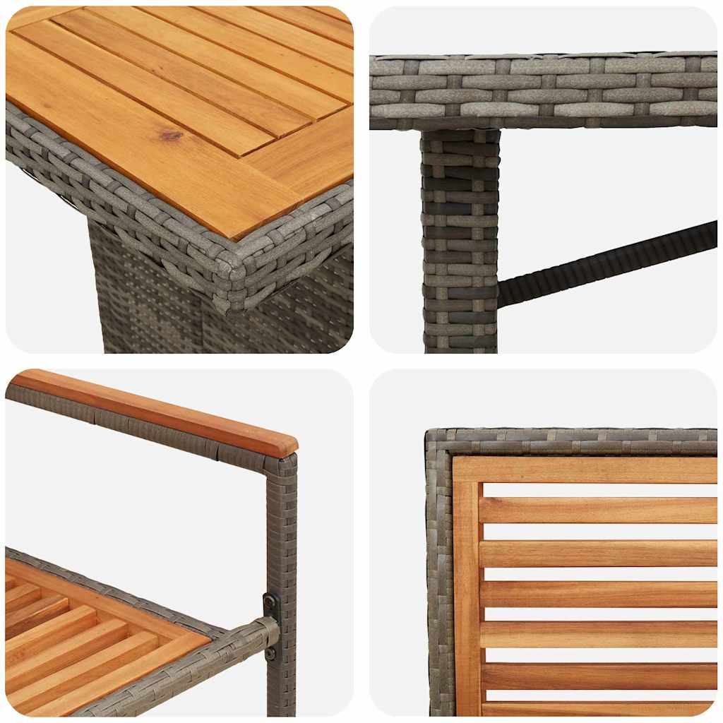 Garten Essgruppe 9 pcs Grau Poly-Rattan