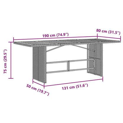 Garten Essgruppe 9 pcs Grau 190 x 80 x 75 cm Poly-Rattan