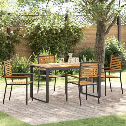 Garten Essgruppe 5 pcs Schwarz und Holz Poly-Rattan
