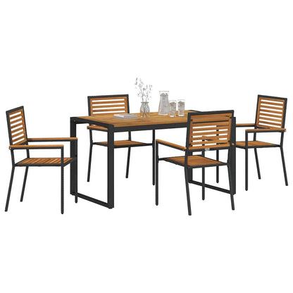 Garten Essgruppe 5 pcs Schwarz und Holz Poly-Rattan