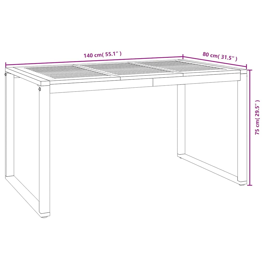 Garten Essgruppe 5 pcs Schwarz, Holz 140 x 80 x 75 cm