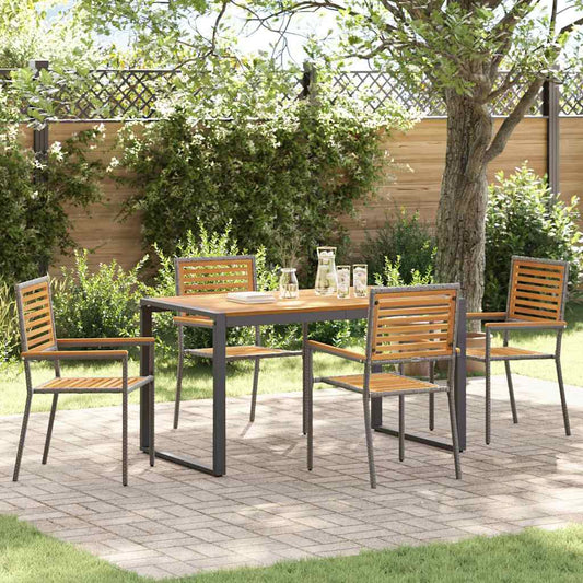 Garten Essgruppe 5 pcs Grau, Holz 140 x 80 x 75 cm Poly-Rattan