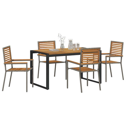 Garten Essgruppe 5 pcs Grau, Holz 140 x 80 x 75 cm Poly-Rattan