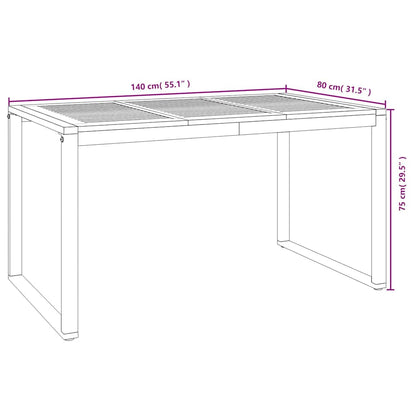 Garten Essgruppe 5 pcs Grau, Holz 140 x 80 x 75 cm Poly-Rattan