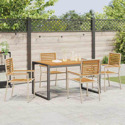 Garten Essgruppe 5 pcs Beige 140 x 80 x 75 cm Poly-Rattan