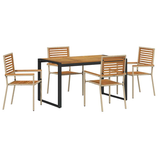 Garten Essgruppe 5 pcs Beige 140 x 80 x 75 cm Poly-Rattan