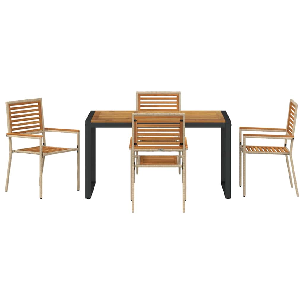 Garten Essgruppe 5 pcs Beige 140 x 80 x 75 cm Poly-Rattan