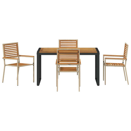 Garten Essgruppe 5 pcs Beige 140 x 80 x 75 cm Poly-Rattan