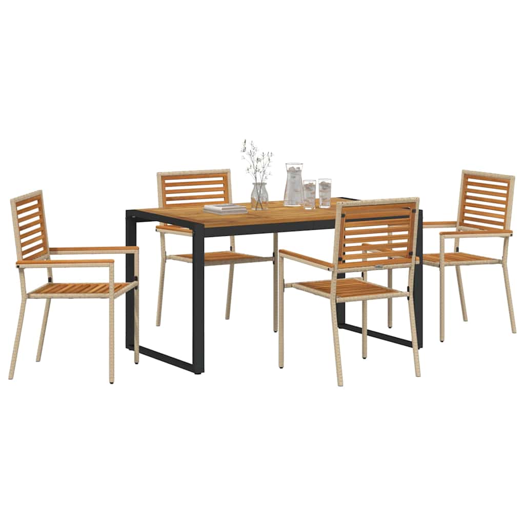 Garten Essgruppe 5 pcs Beige 140 x 80 x 75 cm Poly-Rattan