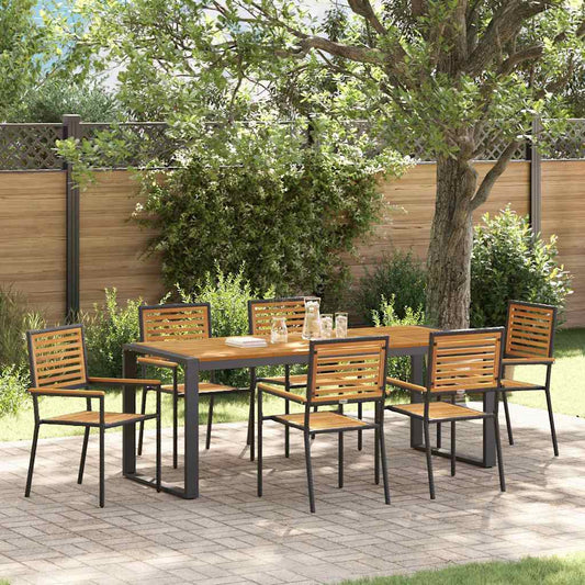 Garten Essgruppe 7 pcs Schwarz 200 x 80 x 75 cm Poly-Rattan