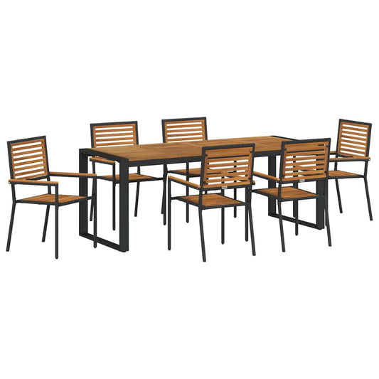 Garten Essgruppe 7 pcs Schwarz 200 x 80 x 75 cm Poly-Rattan