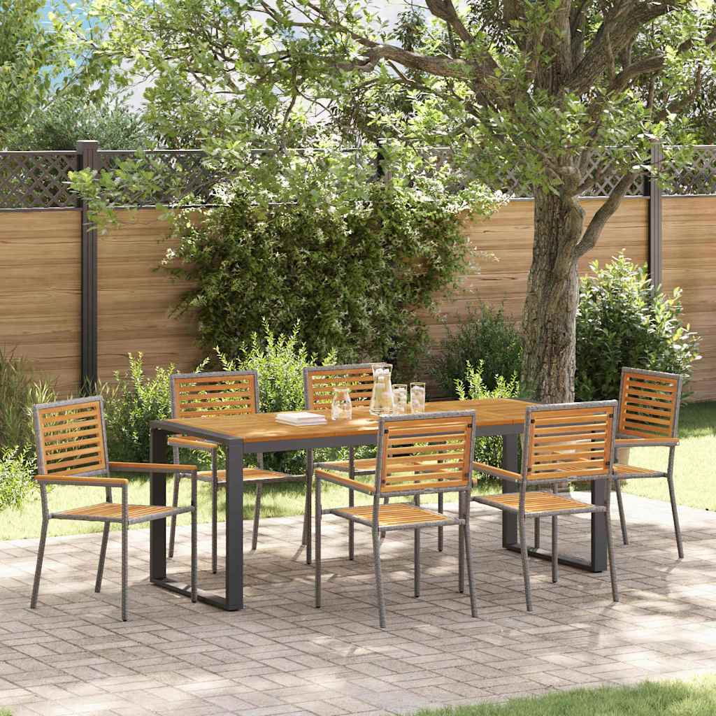 Garten Essgruppe 7 pcs Grau 200 x 80 x 75 cm Poly-Rattan