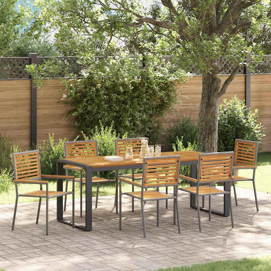 Garten Essgruppe 7 pcs Grau 200 x 80 x 75 cm Poly-Rattan