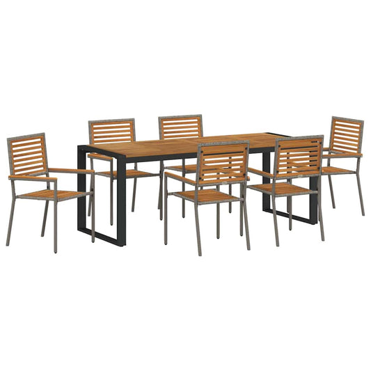 Garten Essgruppe 7 pcs Grau 200 x 80 x 75 cm Poly-Rattan