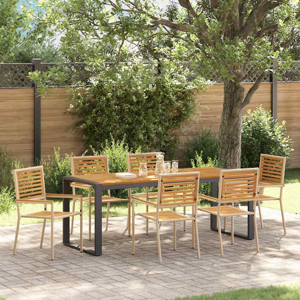 Garten Essgruppe 7 pcs Beige, Braun 200 x 80 x 75 cm