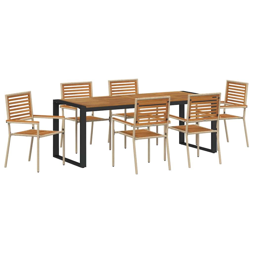 Garten Essgruppe 7 pcs Beige, Braun 200 x 80 x 75 cm
