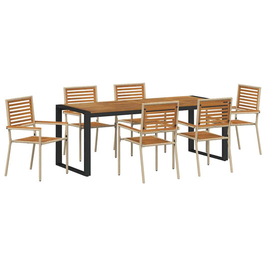 Garten Essgruppe 7 pcs Beige, Braun 200 x 80 x 75 cm