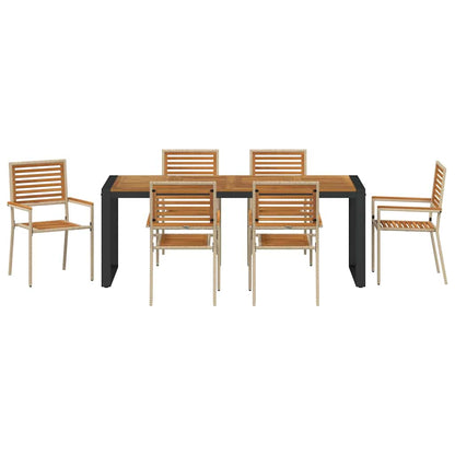 Garten Essgruppe 7 pcs Beige, Braun 200 x 80 x 75 cm