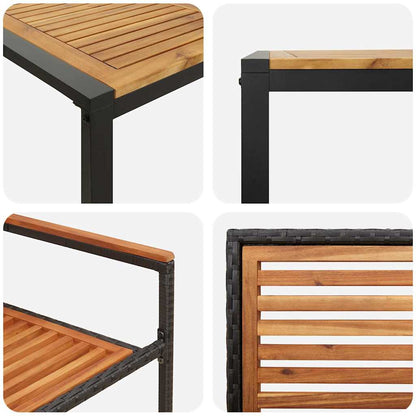 Garten Essgruppe 9 pcs Schwarz, Holz 200 x 80 x 75 cm