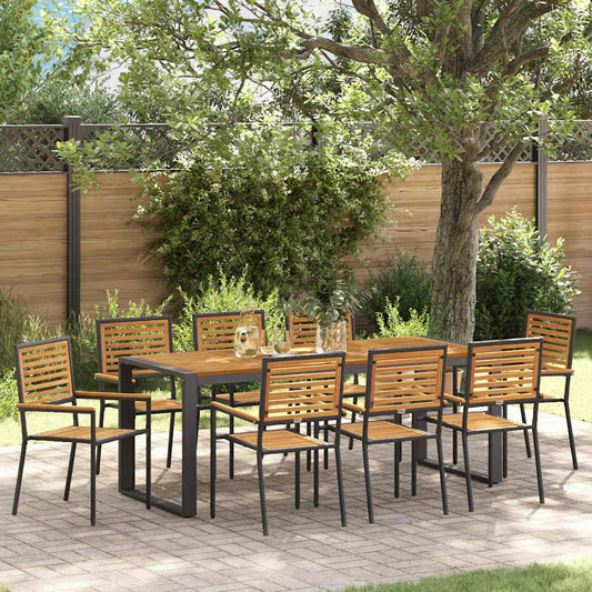 Garten Essgruppe 9 pcs Schwarz, Holz 200 x 80 x 75 cm