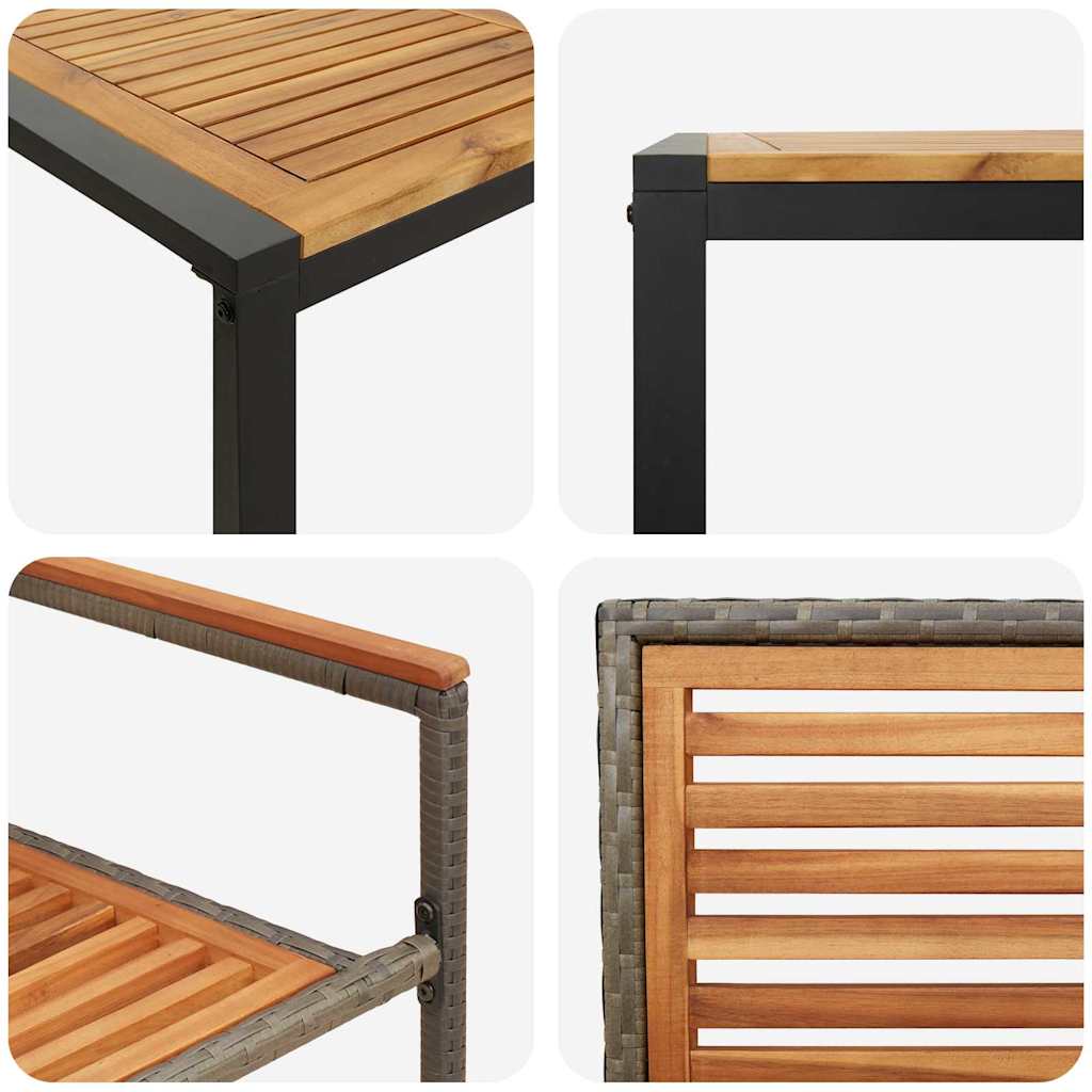 Garten Essgruppe 9 pcs Grau, Holz 200 x 80 x 75 cm Poly-Rattan