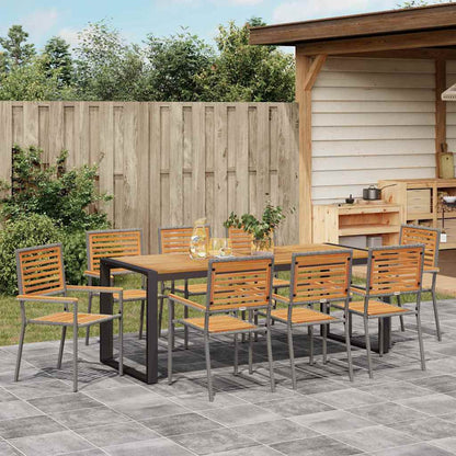 Garten Essgruppe 9 pcs Grau, Holz 200 x 80 x 75 cm Poly-Rattan